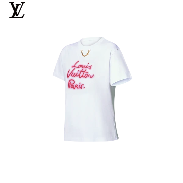 Louis Vuitton Pink Signature Chain Print Short-Sleeve T-Shirt