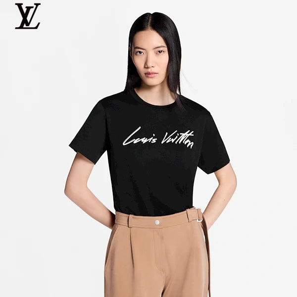 Louis Vuitton Black Signature Script Logo Short-Sleeve T-Shirt