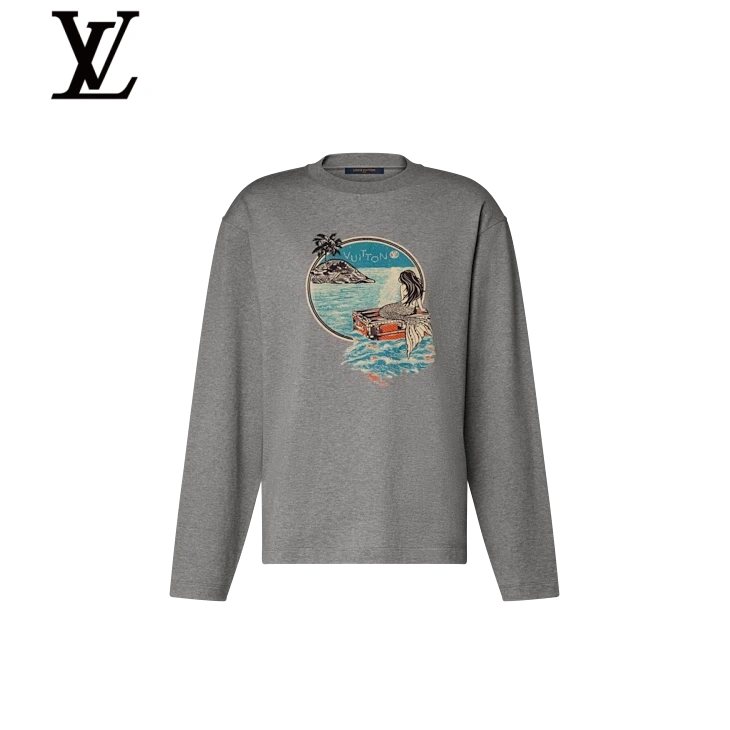 Louis Vuitton Grey Mermaid Print Long-Sleeve T-Shirt