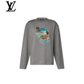 Louis Vuitton Grey Mermaid Print Long-Sleeve T-Shirt