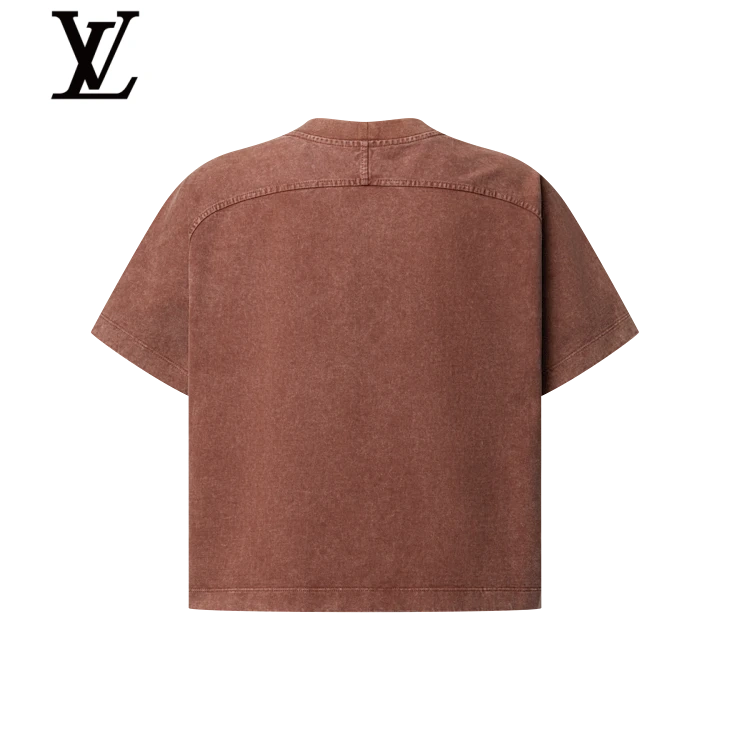 Louis Vuitton Brown Washed Script Logo Cropped T-Shirt