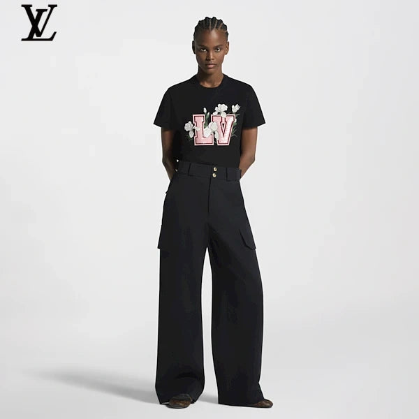 Louis Vuitton Floral LV Logo Print Short-Sleeve T-Shirt