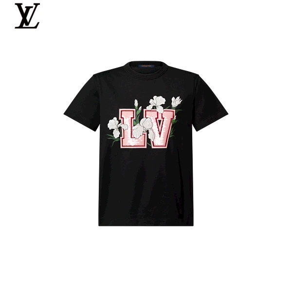 Louis Vuitton Floral LV Logo Print Short-Sleeve T-Shirt