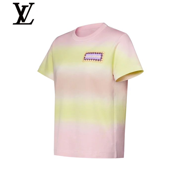 Louis Vuitton Pink Yellow Gradient Crochet Patch T-Shirt