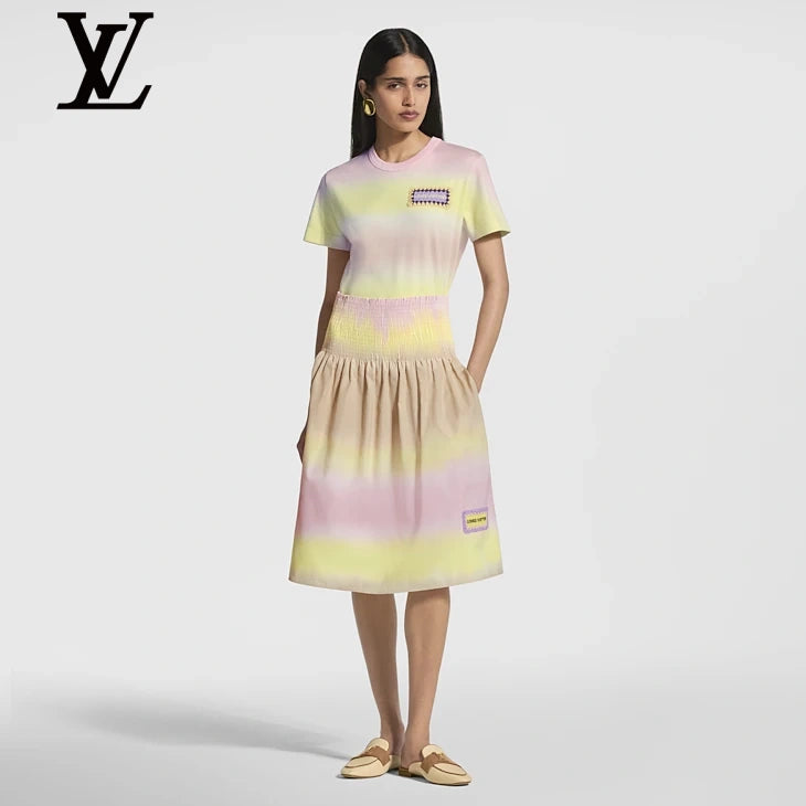 Louis Vuitton Pink Yellow Gradient Crochet Patch T-Shirt