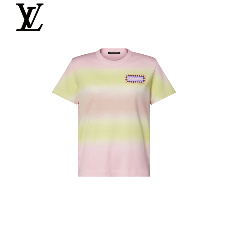 Louis Vuitton Pink Yellow Gradient Crochet Patch T-Shirt