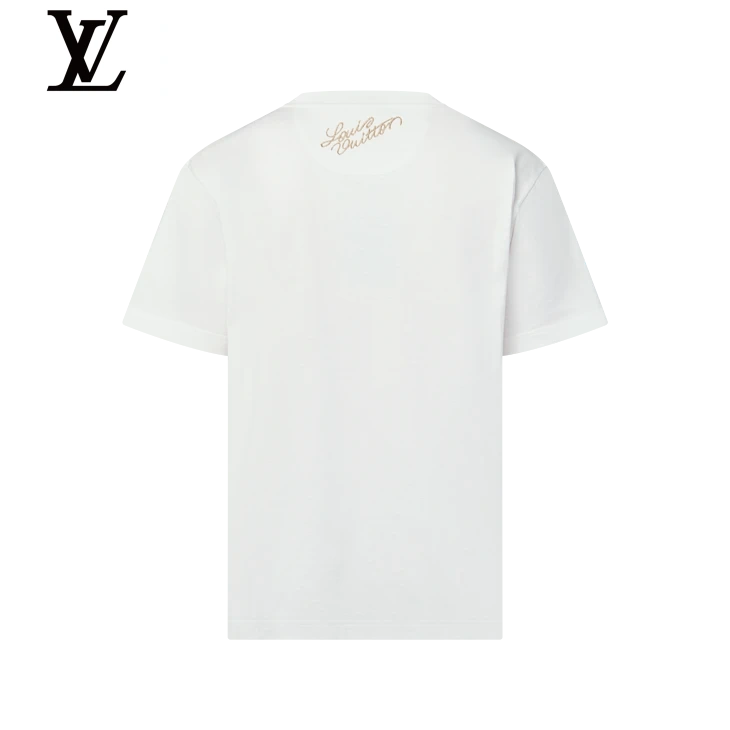 Louis Vuitton White Crest Dog Emblem Print Short Sleeve T-Shirt