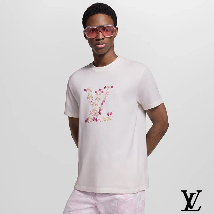 Louis Vuitton White Floral LV Embroidered T-Shirt