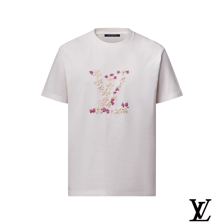 Louis Vuitton White Floral LV Embroidered T-Shirt