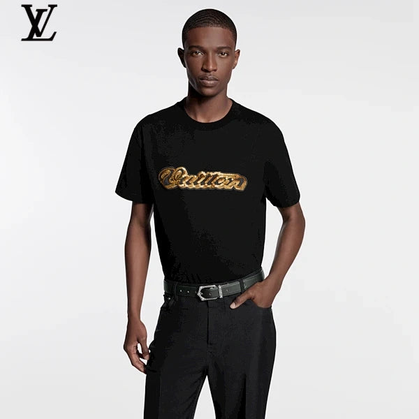 Louis Vuitton Gold Vintage Script Short-Sleeve T-Shirt