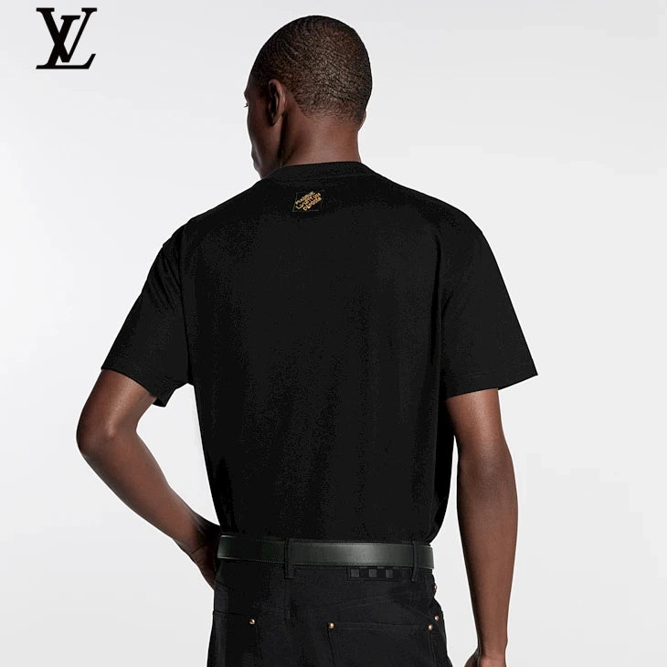 Louis Vuitton Gold Sequin Script Logo T-Shirt