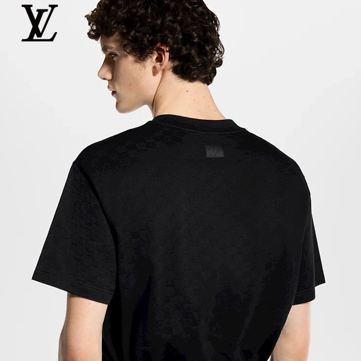 Louis Vuitton Black Floral Embroidery Short Sleeve T-Shirt