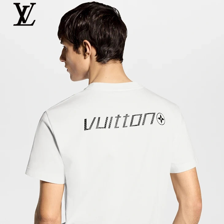 Louis Vuitton White Carbon Fiber Logo Short Sleeve T-Shirt