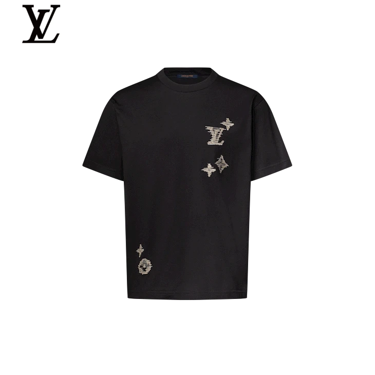 Louis Vuitton Black Distressed Monogram Short Sleeve T-Shirt