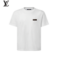 Louis Vuitton White Leather Patch Logo Crew Neck Short Sleeve T-Shirt